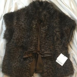 Calvin Klein NWT Faux Fur Brown Vest - Large